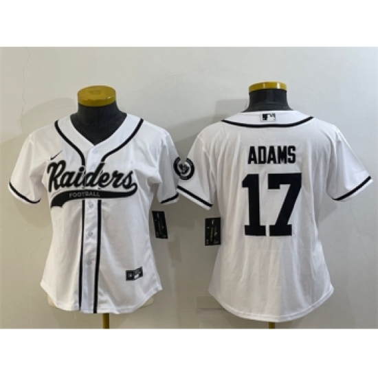 Women's Las Vegas Raiders #17 Davante Adams White With Patch Cool Base Stitched Baseball Jersey(Run Small) - Ujersey