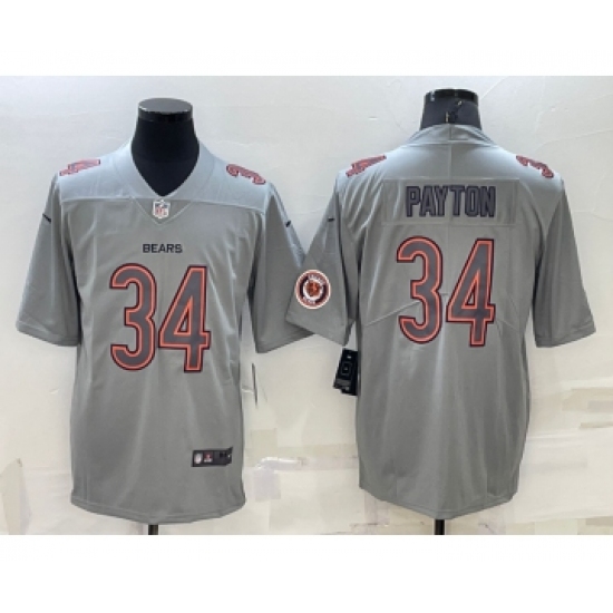Men's Chicago Bears #34 Walter Payton LOGO Grey Atmosphere Fashion 2022 Vapor Untouchable Stitched Limited Jersey - Ujersey