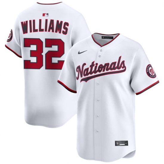 Men's Washington Nationals #32 Trevor Williams White 2025 Home Limited Stitched Baseball Jersey - Ujersey