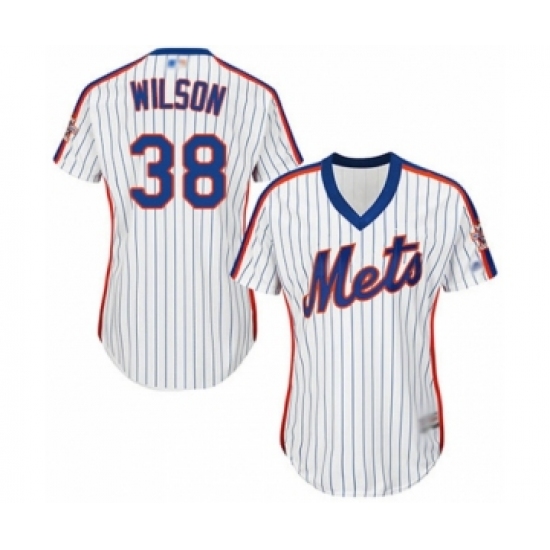 Women's New York Mets #38 Justin Wilson Authentic White Alternate Cool Base Baseball Player Jersey
