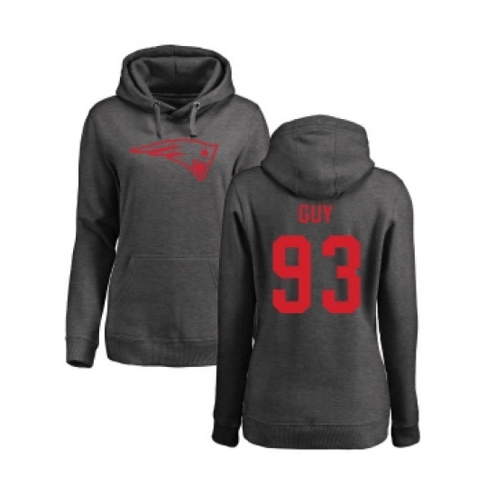 Football Women's New England Patriots #93 Lawrence Guy Ash One Color Pullover Hoodie - Ujersey
