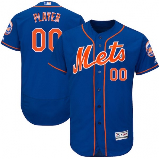 Men's New York Mets Majestic Royal/Orange 2017 Alternate Authentic Collection Flex Base Custom Jersey - Ujersey