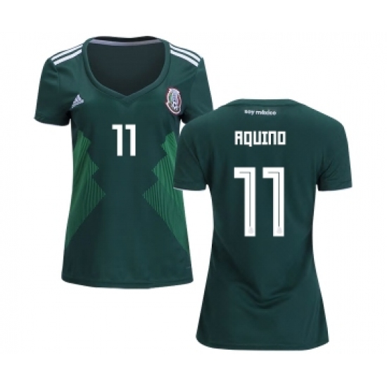 Women's Mexico #11 Aquino Home Soccer Country Jersey