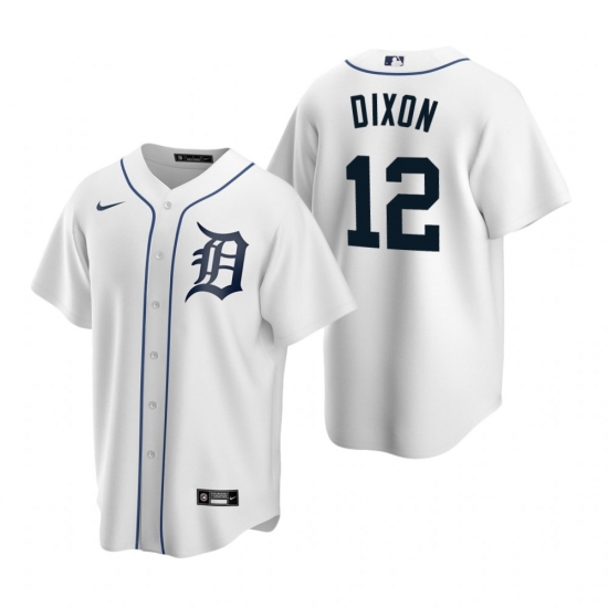 Men's Nike Detroit Tigers #12 Brandon Dixon White Home Stitched Baseball Jersey - Ujersey