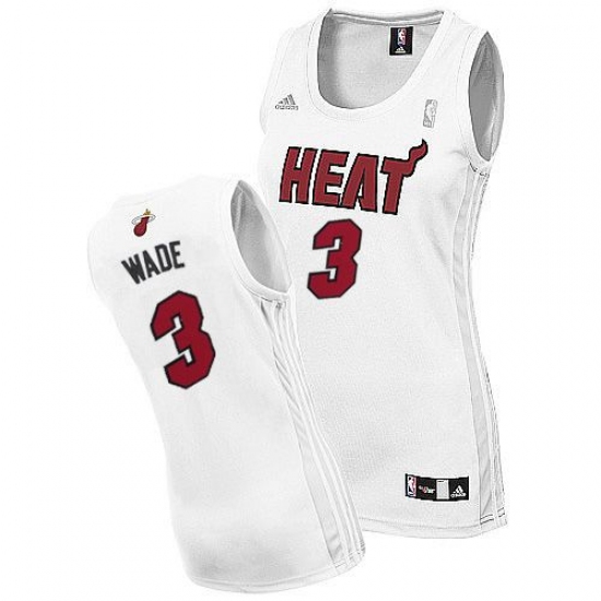 Women's Adidas Miami Heat #3 Dwyane Wade Swingman White Home NBA Jersey - Ujersey
