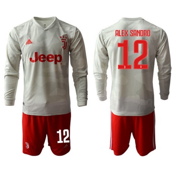 Juventus #12 Alex Sandro Away Long Sleeves Soccer Club Jersey