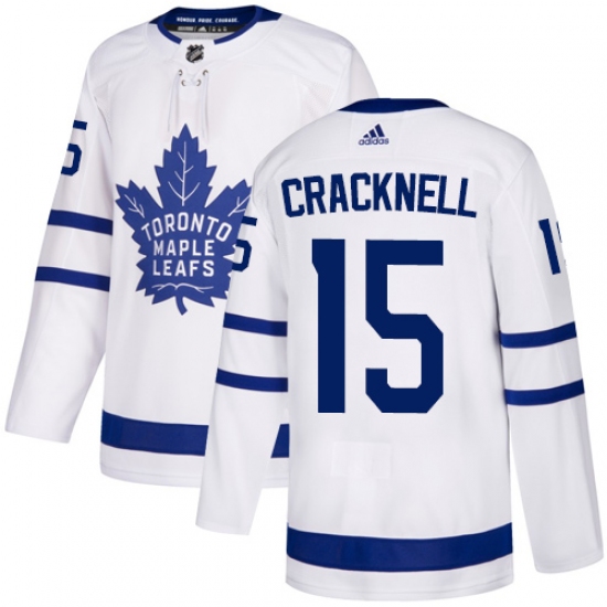 Men's Adidas Toronto Maple Leafs #15 Adam Cracknell Authentic White Away NHL Jersey - Ujersey