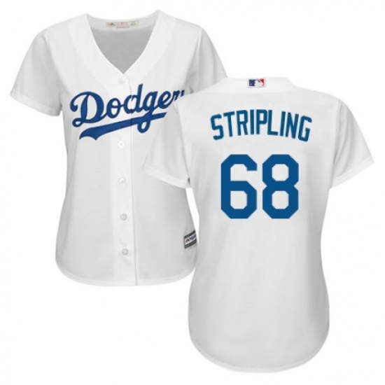 Women's Majestic Los Angeles Dodgers #68 Ross Stripling Authentic White Home Cool Base MLB Jersey - Ujersey