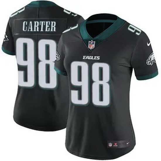 Women Philadelphia Eagles #98 Jalen Carter Black F U S E Stitched NFL Jersey - Ujersey