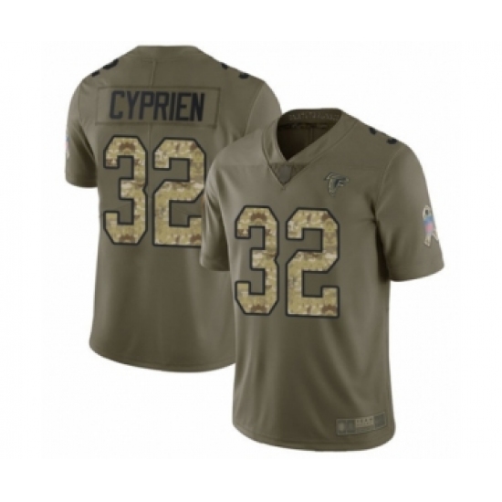Men's Atlanta Falcons #32 Johnathan Cyprien Limited Olive Camo 2017 Salute to Service Football Jersey - Ujersey