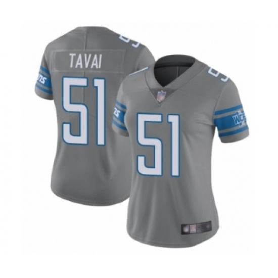 Women's Detroit Lions #51 Jahlani Tavai Limited Steel Rush Vapor Untouchable Football Jersey - Ujersey