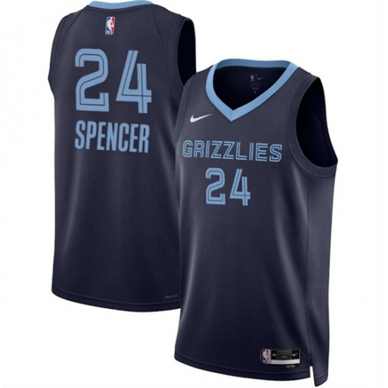 Men's Memphis Grizzlies #24 Cam Spencer Navy 2024 Draft Icon Edition Stitched Jersey - Ujersey