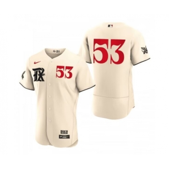Men's Texas Rangers #53 Adolis García Cream 2023 City Connect Flex Base Stitched Baseball Jersey - Ujersey