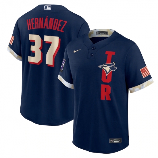 Men's Toronto Blue Jays #37 Teoscar Hernández Nike Navy 2021 MLB All-Star Game Replica Player Jersey - Ujersey