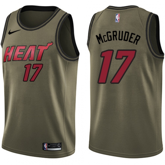 Youth Nike Miami Heat #17 Rodney McGruder Swingman Green Salute to Service NBA Jersey - Ujersey