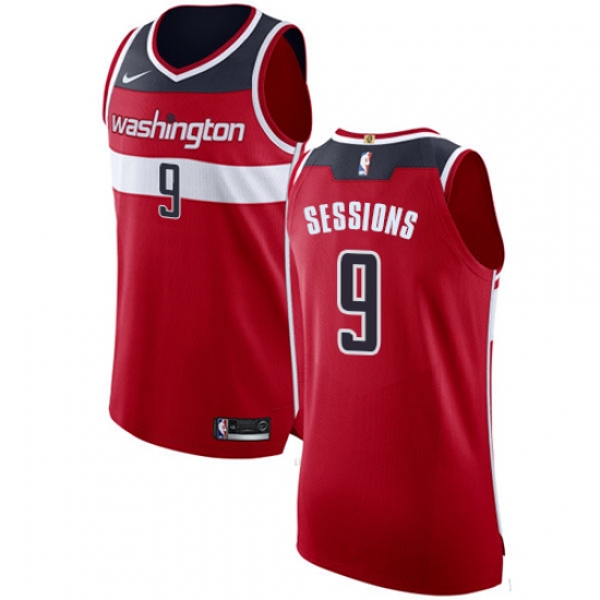 Men's Nike Washington Wizards #9 Ramon Sessions Authentic Red NBA Jersey - Icon Edition - Ujersey