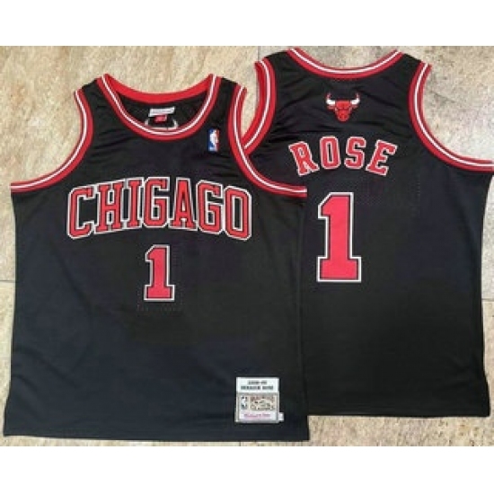 Men's Chicago Bulls #1 Derek Rose Black Hardwood Classics Soul AU Throwback Jersey - Ujersey