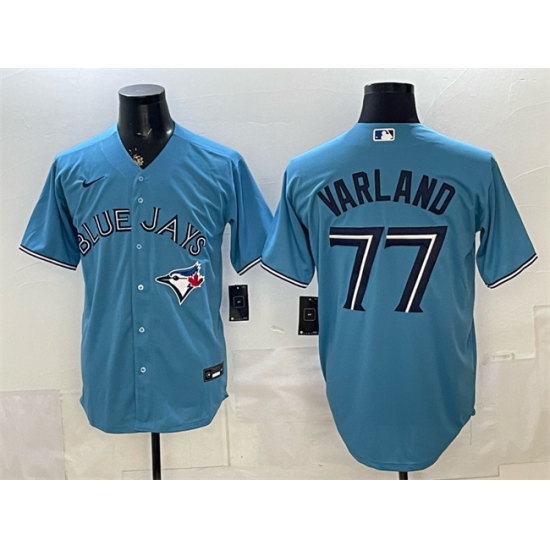 Men's Toronto Blue Jays #77 Louis Varland Blue Stitched Baseball Jersey - Ujersey