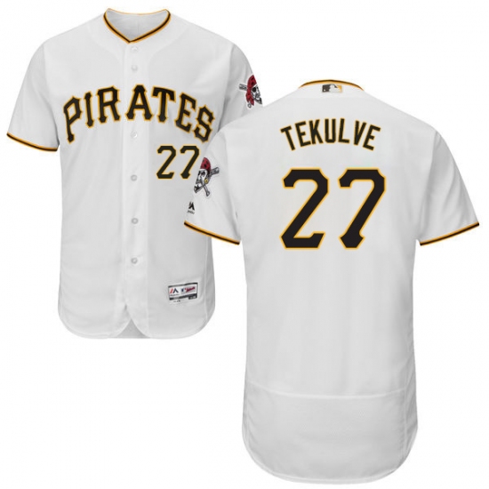 Men's Majestic Pittsburgh Pirates #27 Kent Tekulve White Home Flex Base Authentic Collection MLB Jersey - Ujersey