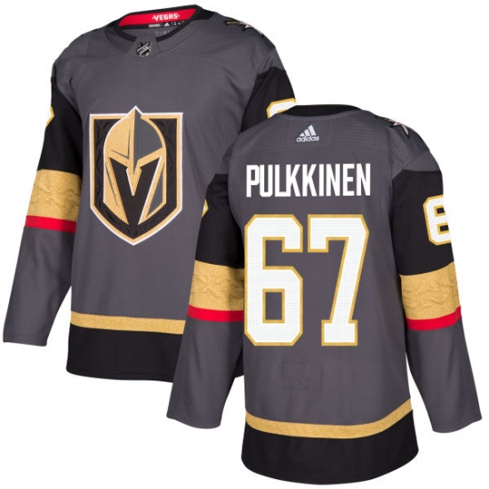 Men's Adidas Vegas Golden Knights #67 Teemu Pulkkinen Premier Gray Home NHL Jersey - Ujersey