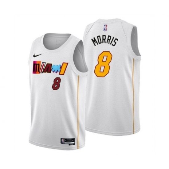 Men's Miami Heat #8 Markieff Morris 2022-23 White City Edition Stitched Jersey - Ujersey