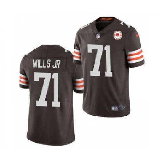 Men's Cleveland Browns #71 Jedrick Wills Jr. 2021 Brown 75th Anniversary Patch Vapor Untouchable Limited Jersey - Ujersey