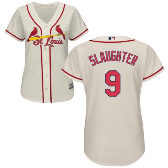 Women's Majestic St. Louis Cardinals #9 Enos Slaughter Replica Cream Alternate Cool Base MLB Jersey - Ujersey