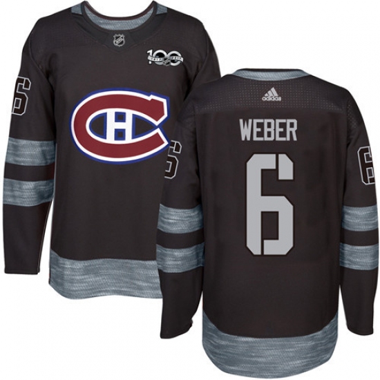 Men's Adidas Montreal Canadiens #6 Shea Weber Premier Black 1917-2017 100th Anniversary NHL Jersey - Ujersey