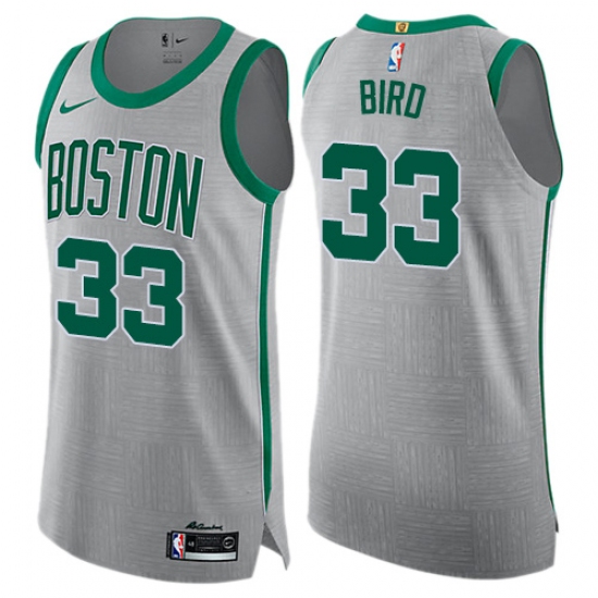 Men's Nike Boston Celtics #33 Larry Bird Authentic Gray NBA Jersey - City Edition - Ujersey