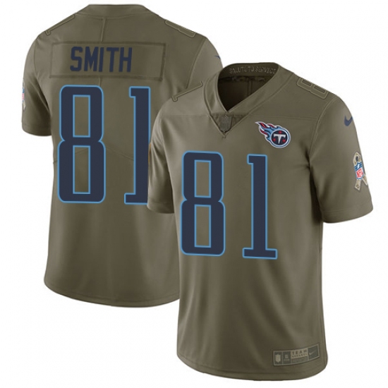 Men's Nike Tennessee Titans #81 Jonnu Smith Limited Olive 2017 Salute to Service NFL Jersey - Ujersey