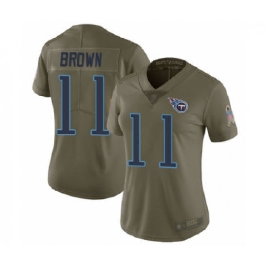 Women's Tennessee Titans #11 A.J. Brown Limited Olive 2017 Salute to Service Football Jersey - Ujersey