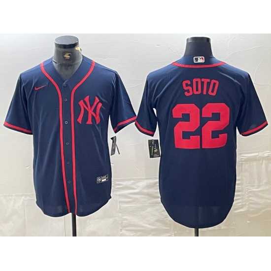 Men's New York Yankees #22 Juan Soto Navy Red Fashion Cool Base Jersey - Ujersey