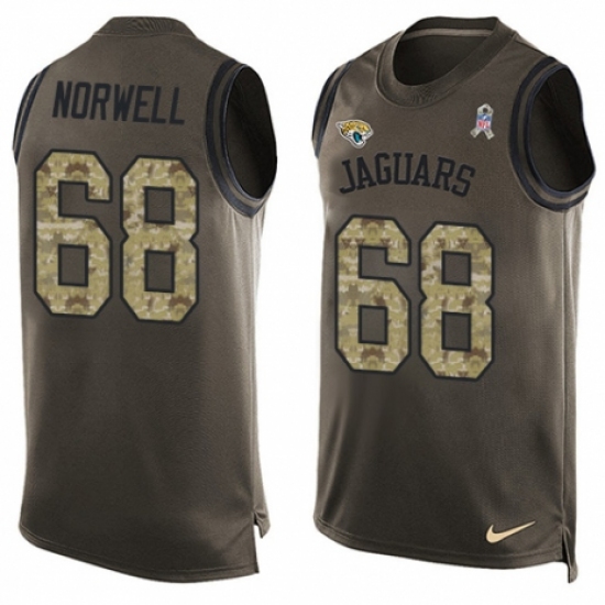 Men's Nike Jacksonville Jaguars #68 Andrew Norwell Limited Green Salute to Service Tank Top NFL Jersey - Ujersey