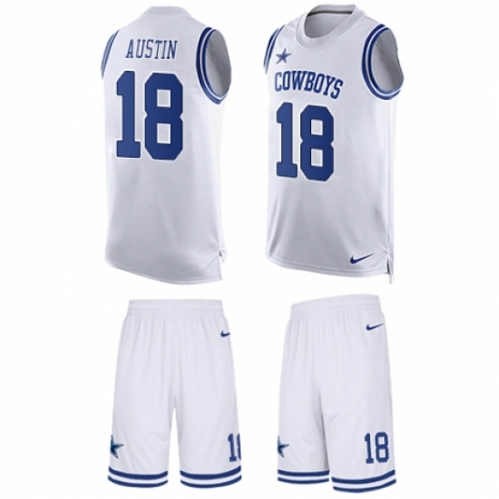 Men's Nike Dallas Cowboys #18 Tavon Austin Limited White Tank Top Suit NFL Jersey - Ujersey