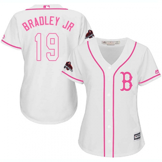 Women's Majestic Boston Red Sox #19 Jackie Bradley Jr Authentic White Fashion 2018 World Series Champions MLB Jersey - Ujersey