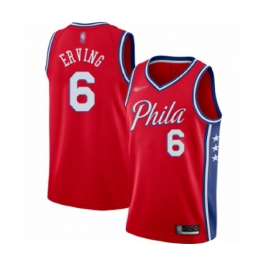 Men's Philadelphia 76ers #6 Julius Erving Authentic Red Finished Basketball Jersey - Statement Edition - Ujersey