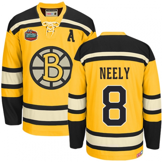Men's CCM Boston Bruins #8 Cam Neely Authentic Gold Winter Classic Throwback NHL Jersey - Ujersey