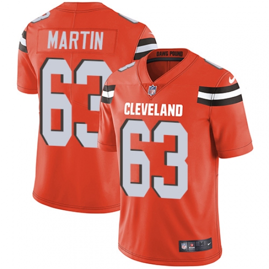 Men's Nike Cleveland Browns #63 Marcus Martin Orange Alternate Vapor Untouchable Limited Player NFL Jersey - Ujersey