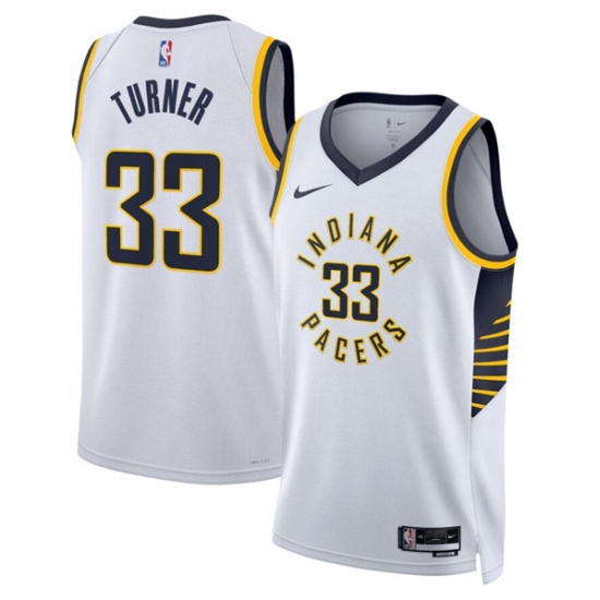 Men's Indiana Pacers #33 Myles Turner White Association Edition Stitched Basketball Jersey - Ujersey