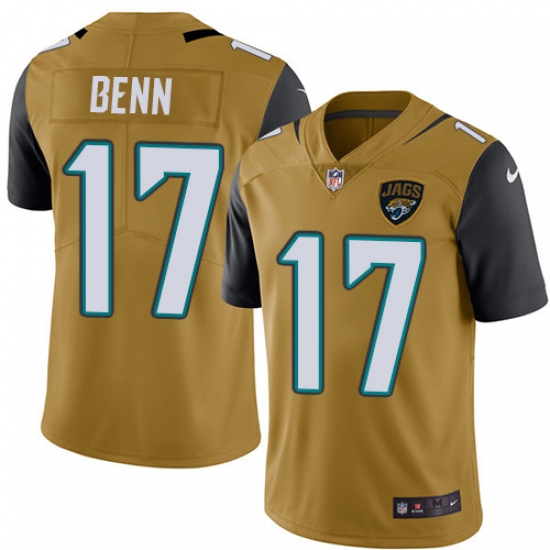 Men's Nike Jacksonville Jaguars #17 Arrelious Benn Limited Gold Rush Vapor Untouchable NFL Jersey - Ujersey