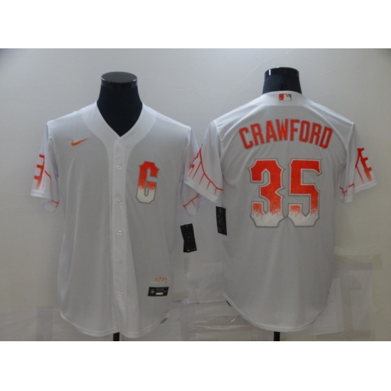 Men's San Francisco Giants #35 Brandon Crawford White 2021 City Connect Replica Player Jersey - Ujersey