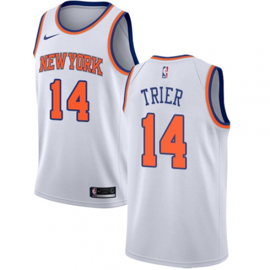 Men's Nike New York Knicks #14 Allonzo Trier Swingman White NBA Jersey - Association Edition - Ujersey