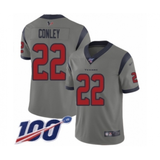 Youth Houston Texans #22 Gareon Conley Limited Gray Inverted Legend 100th Season Football Jersey - Ujersey