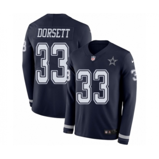 Youth Nike Dallas Cowboys #33 Tony Dorsett Limited Navy Blue Therma Long Sleeve NFL Jersey - Ujersey