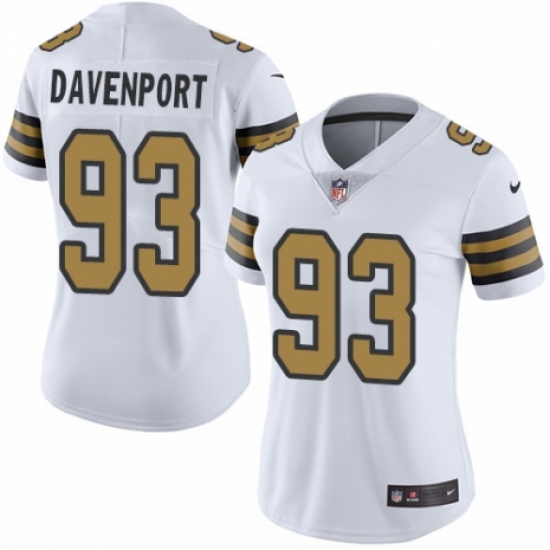 Women's Nike New Orleans Saints #93 Marcus Davenport Limited White Rush Vapor Untouchable NFL Jersey - Ujersey