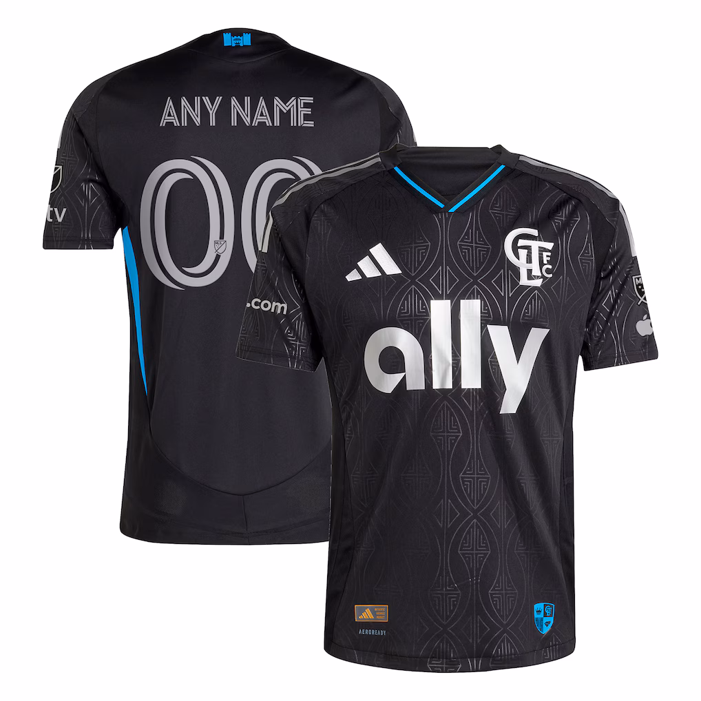 Men's Charlotte FC adidas Black 2025 Fortress Kit Authentic Custom Jersey - Ujersey NHL