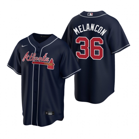 Men's Nike Atlanta Braves #36 Mark Melancon Navy Alternate Stitched Baseball Jersey - Ujersey