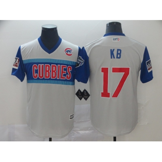 Men's Chicago Cubs #17 Kris Bryant KB Authentic White Baseball Jersey - Ujersey