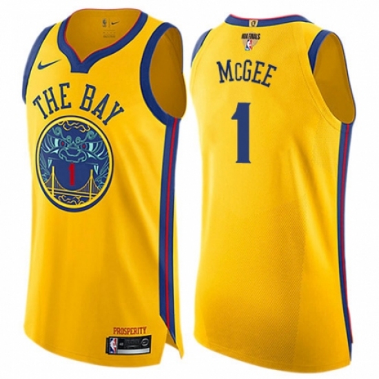 Women's Nike Golden State Warriors #1 JaVale McGee Swingman Gold 2018 NBA Finals Bound NBA Jersey - City Edition