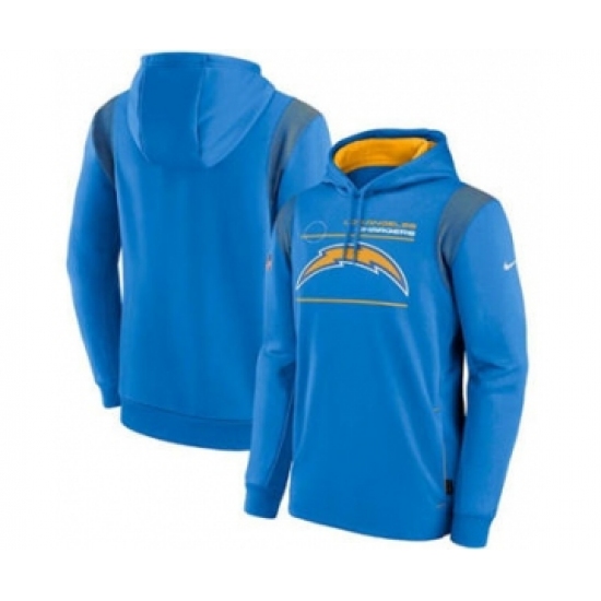 Men's Los Angeles Chargers 2021 Powder Blue Sideline Logo Performance Pullover Hoodie - Ujersey